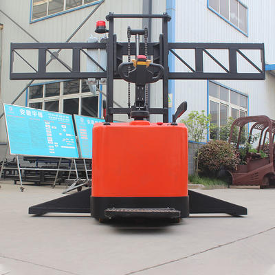 Pallet stacker (standing driving) - red (stainless steel fork wide leg)