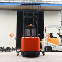 Pallet stacker (station driving) - red (with auxiliary wheels)