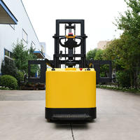 Pallet stacker (station driving) - yellow (fork with groove and adjustable fork)